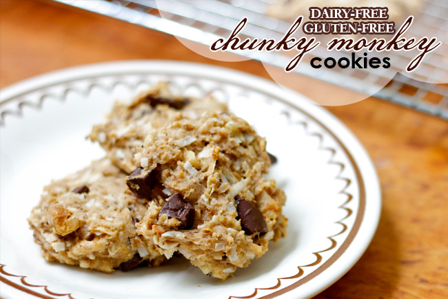 Dairy Free and Gluten Free Chunky Monkey Cookies