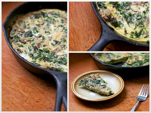 Kale and Mushroom Frittata, Dairy Free and Vegetarian