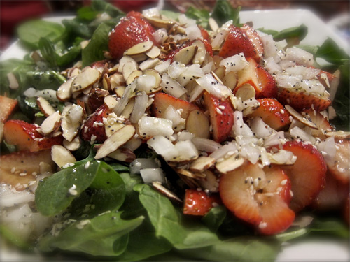 Spinach Salad with Strawberries and Homemade Poppyseed Dressing