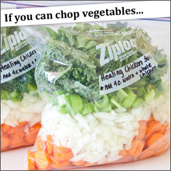 If you can chop vegetables, you can make these healthy, slow cooker freezer meals