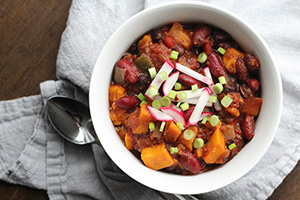 Slow Cooker Vegetarian Chili with Sweet Potatoes