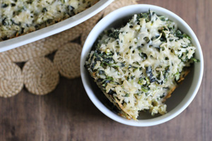 Spinach and Feta Casserole with Brown Rice and Parmesan